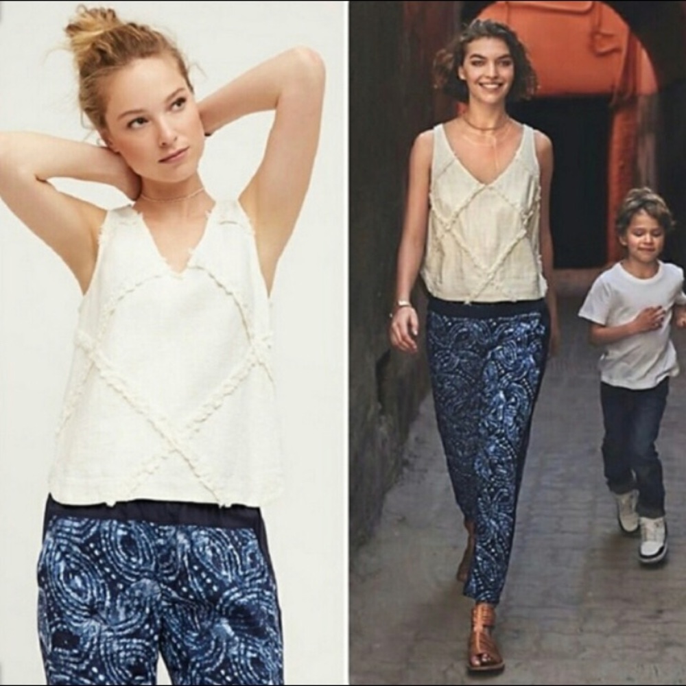 Anthro HD in Paris Cross Hatched Linen Tank